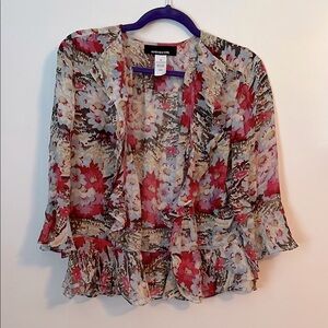 Jones New York Red Ruffled Peplum Blouse